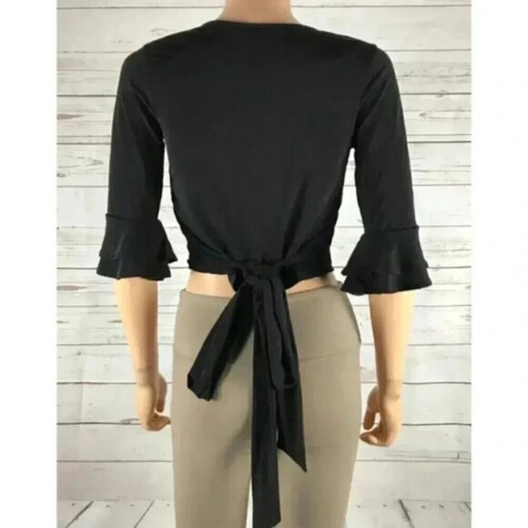 Black Wrap Top NWT SMALL - Picture 2 of 3
